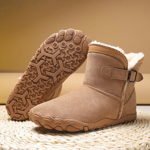 Damen Winterstiefelette mit Kunstfellfutter, rutschfester Profilsohle und verstellbarem Schnallenriemen – Lioré