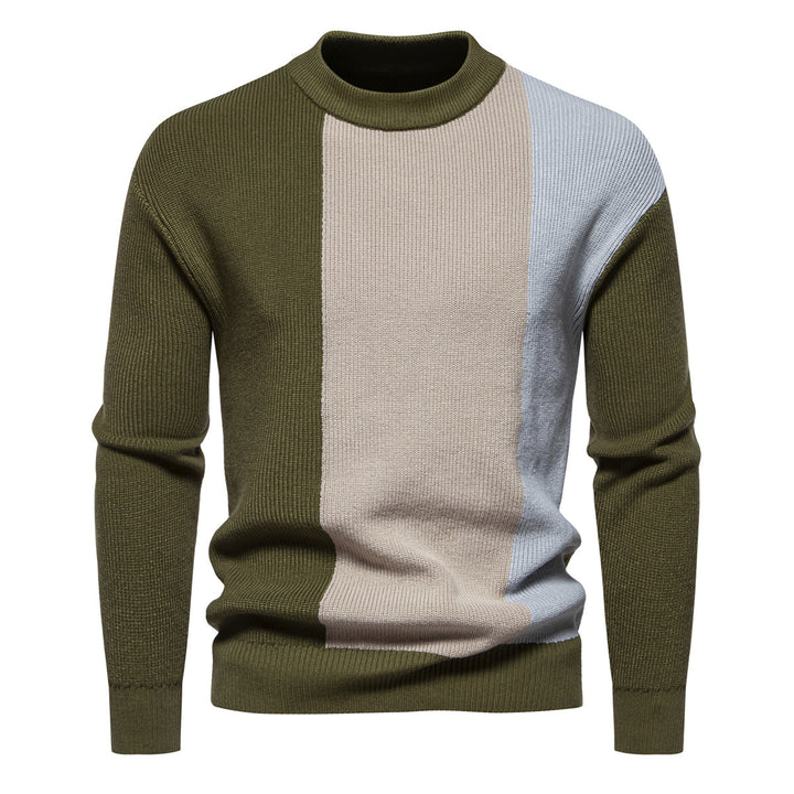 Herren Strickpullover mit modernem Farbblockdesign und hohem Kragen Echoarchiv
