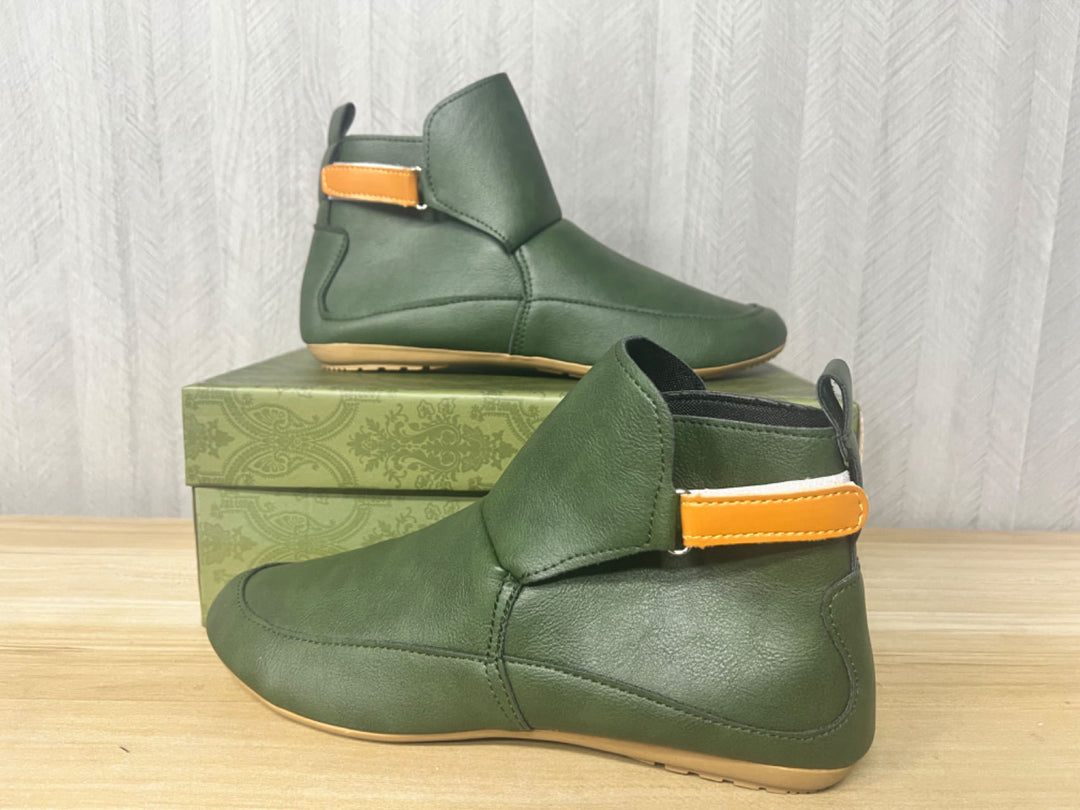 Unisex nan knöchelhohe Lederimitat-Boots mit Klettverschluss und rutschfester Gummisohle Echo Archiv