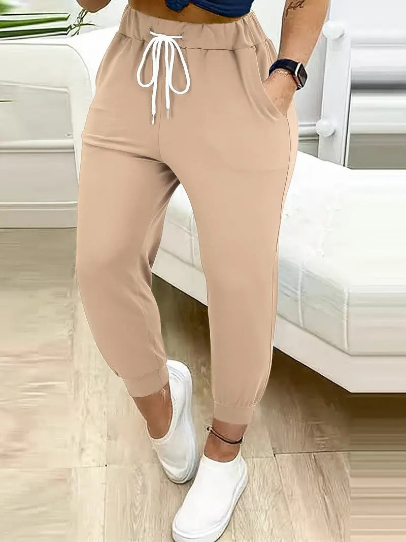 Damen Lässige Jogginghose mit Kordelzug, elastischem Komfortbund und schmalem Bündchen Echoarchiv
