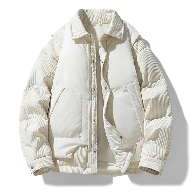 Herren Wattierte Steppjacke mit Cord‑Einsätzen und Hemdkragen Echo Archiv