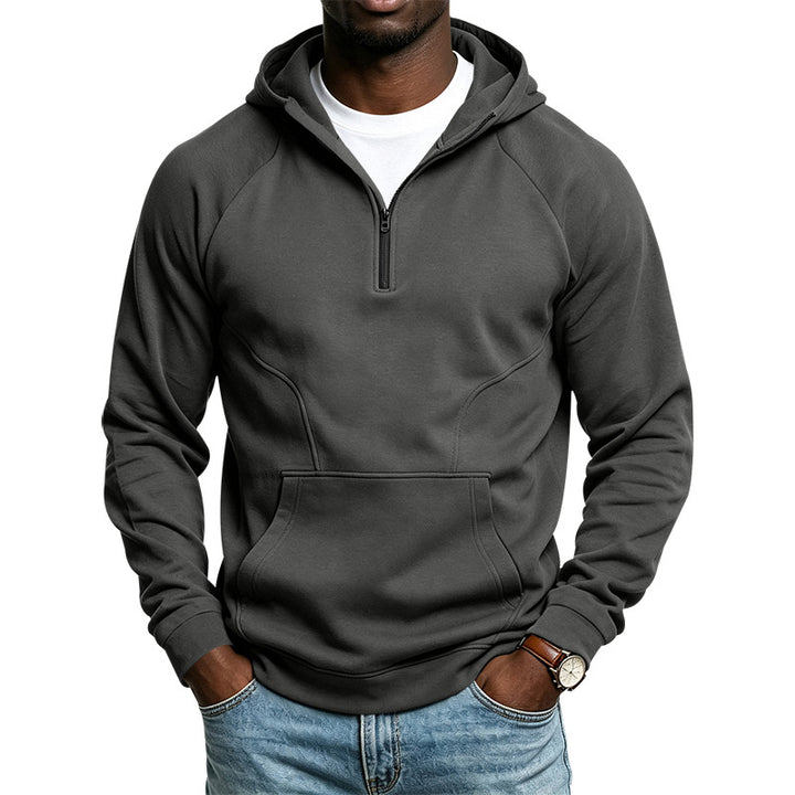 Herren Kapuzenpullover mit Kurzreißverschluss, Kängurutasche und Raglanärmeln Echoarchiv
