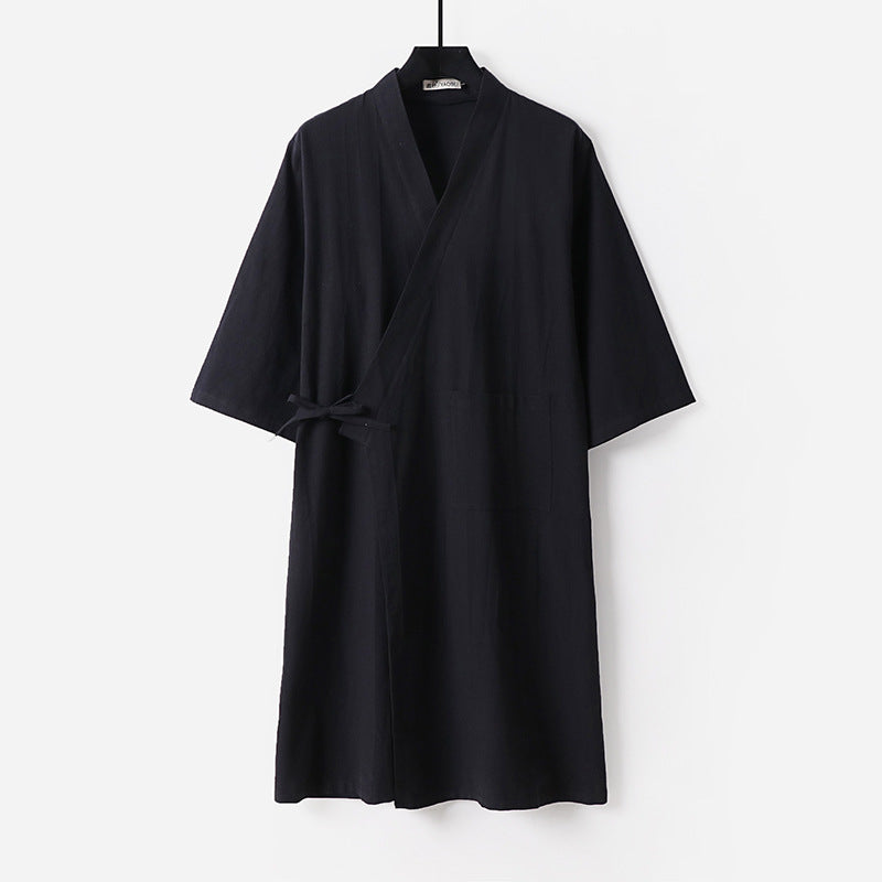 Damen Kimono-Wickelkleid mit Bindegürtel und aufgesetzten Taschen Echoarchiv