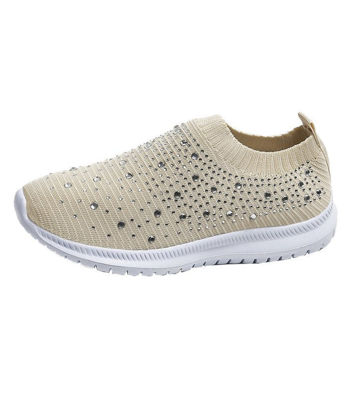 Damen Strick-Slipper-Sneaker mit Strassbesatz und flexibler Komfortsohle Echoarchiv