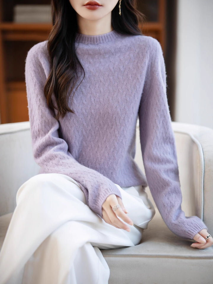 Damen Weicher Feinstrick‑Pullover mit kurzem Mockneck, leichter Mohair‑Optik und entspannter Silhouette Echoarchiv