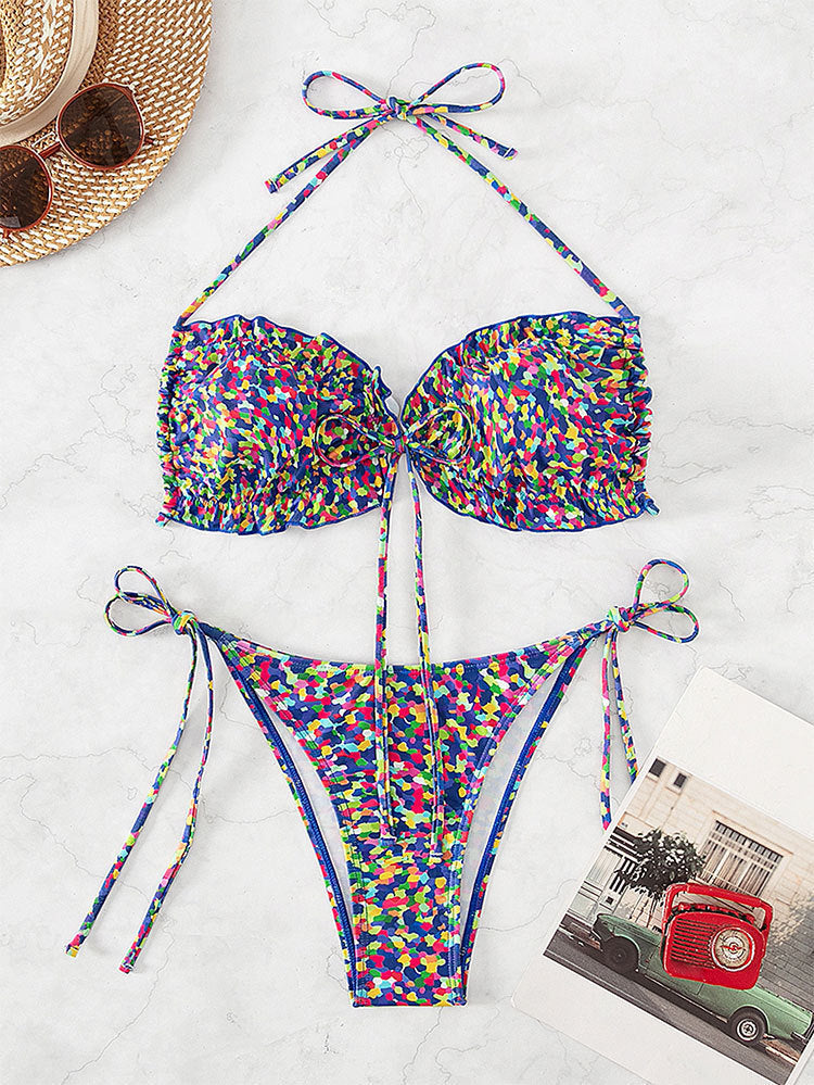 Damen Zweiteiler Bikini mit eleganten Rüschendetails und modischem Bindeband Echo Archiv