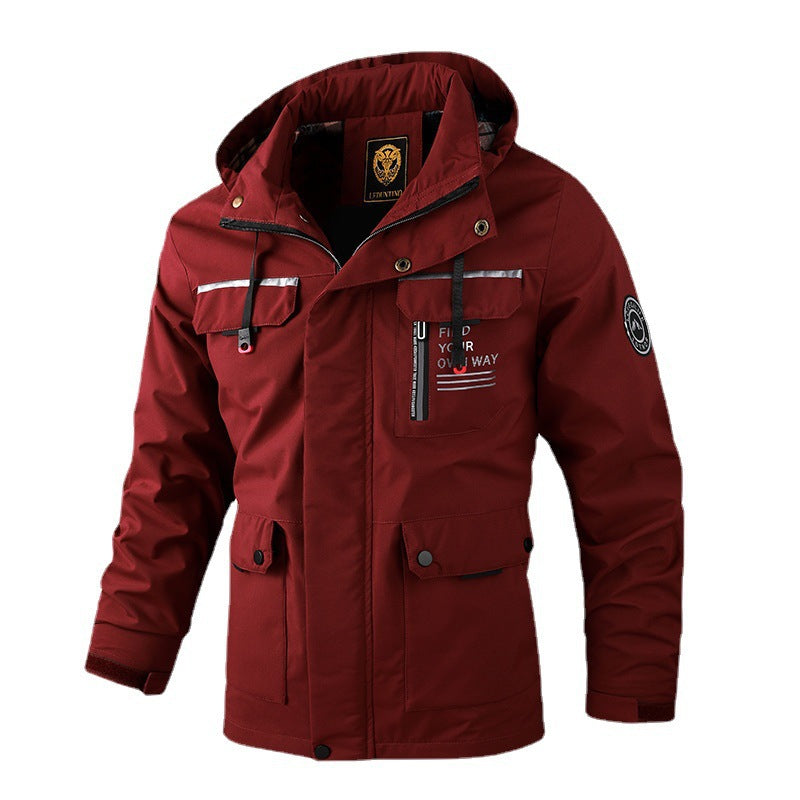 Herren wetterfeste Outdoor-Jacke mit Kapuze und Taschen Echoarchiv