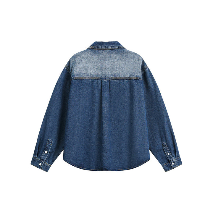 Unisex Oversized Denim-Hemdjacke im Vintage-Wash mit aufgesetzten Brusttaschen Echoarchiv