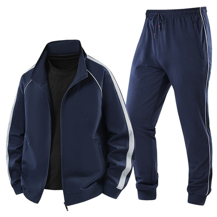 Herren Leichter Freizeit-Trainingsanzug-Set mit Reißverschlussjacke, elastischer Bund & Reißverschlusstaschen Echoarchiv
