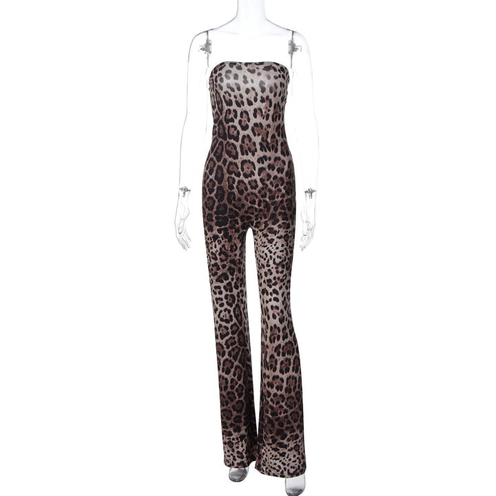 Damen Modischer All-in-One Jumpsuit mit Leopardenmuster und Raffinierter Passform Echo Archiv