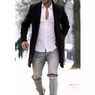 Herren eleganter Manhattan-Mantel mit seitlichen Taschen und schmalem Schnitt Echoarchiv