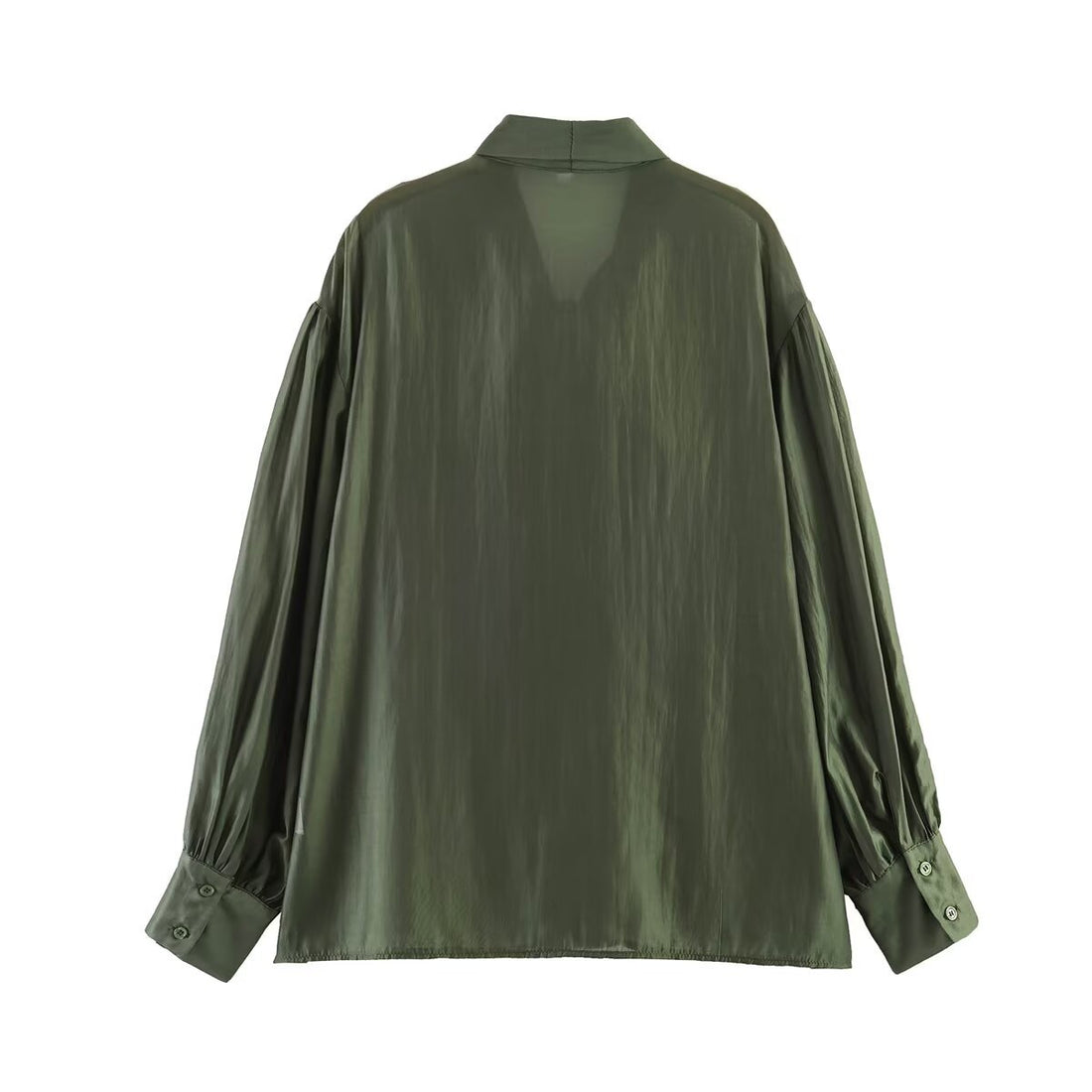 Damen Schluppenbluse aus glänzendem Satin mit voluminösen Ballonärmeln Echoarchiv