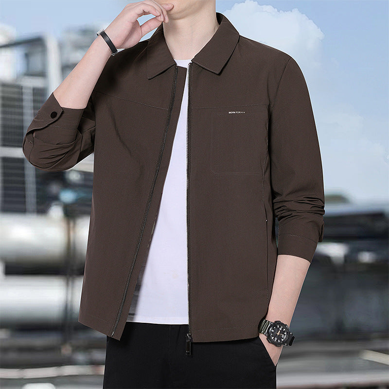 Herren leichte urbane Übergangsjacke mit Reißverschluss, Stehkragen und minimalistischem Design Echoarchiv