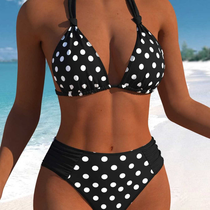 Damen Hochgeschnittener Triangel-Bikini mit punktiertem Design und verstellbaren Trägern Echo Archiv