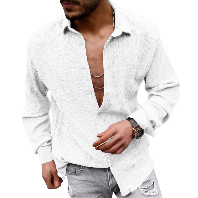 Herren lässiges Langarmhemd mit strukturiertem Gewebe und modernem Look Echoarchiv