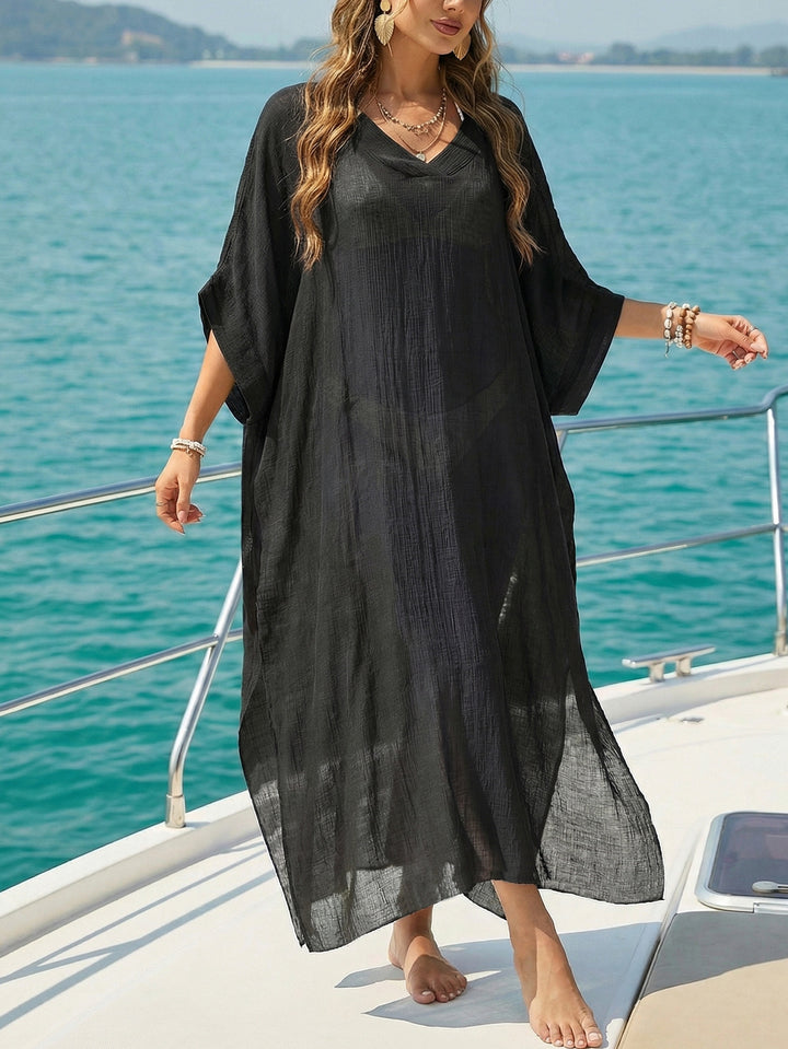 Damen luftiger Strandkaftan mit V-Ausschnitt Echo Archiv