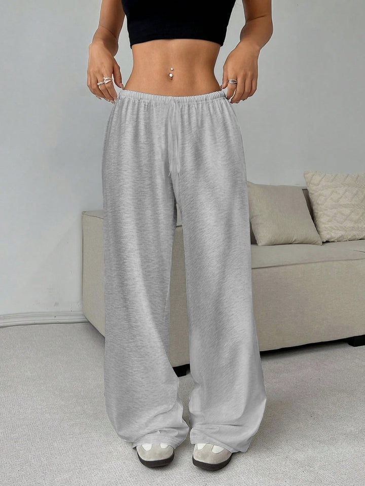 Damen weiter Highwaist Palazzo-Jogger mit elastischem Komfortbund, Kordelzug und seitlichen Eingrifftaschen – Avélisse