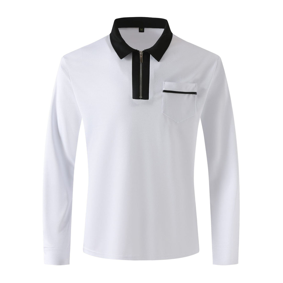 Herren nan elegantes Langarm-Poloshirt mit markantem Stehkragen Metall-Kurzreißverschluss und Brustleistentasche Echo Archiv