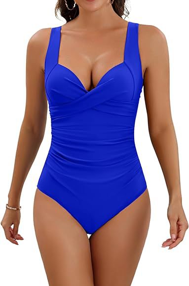 Damen figurbetonender Badeanzug mit drapierter Front Echo Archiv