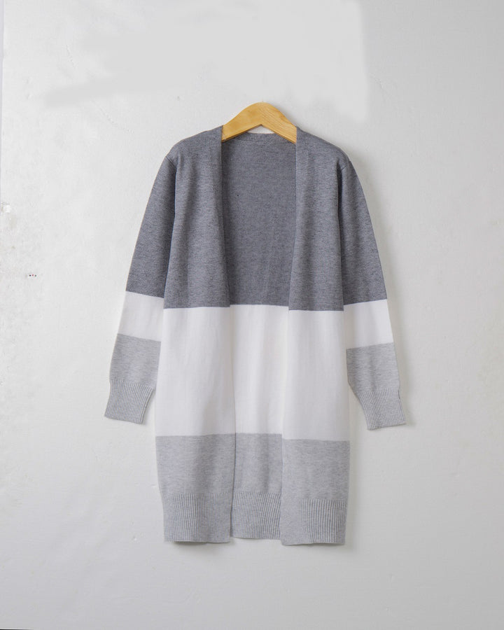 Damen Longcardigan mit Colorblock-Design, offener Front und gerippten Bündchen Echo Archiv
