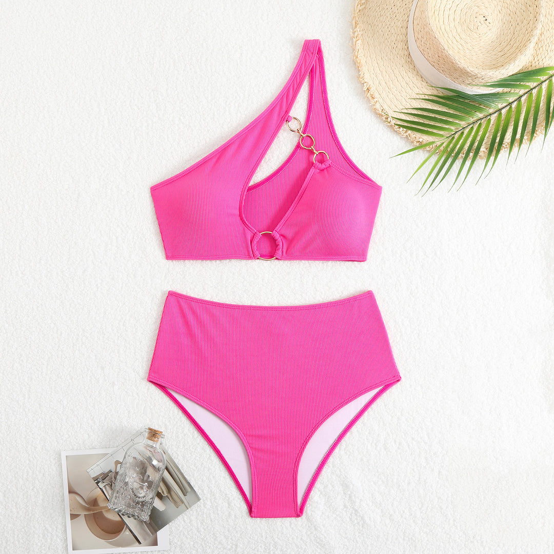 Damen Bikini-Set mit asymmetrischem Trägerschnitt und elegantem Ringdetail Echo Archiv