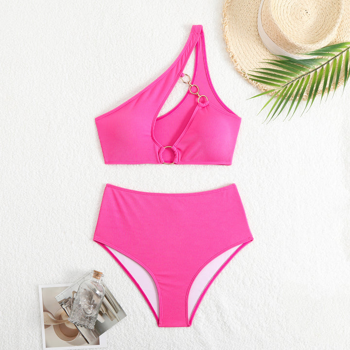 Damen Bikini-Set mit asymmetrischem Trägerschnitt und elegantem Ringdetail Echo Archiv