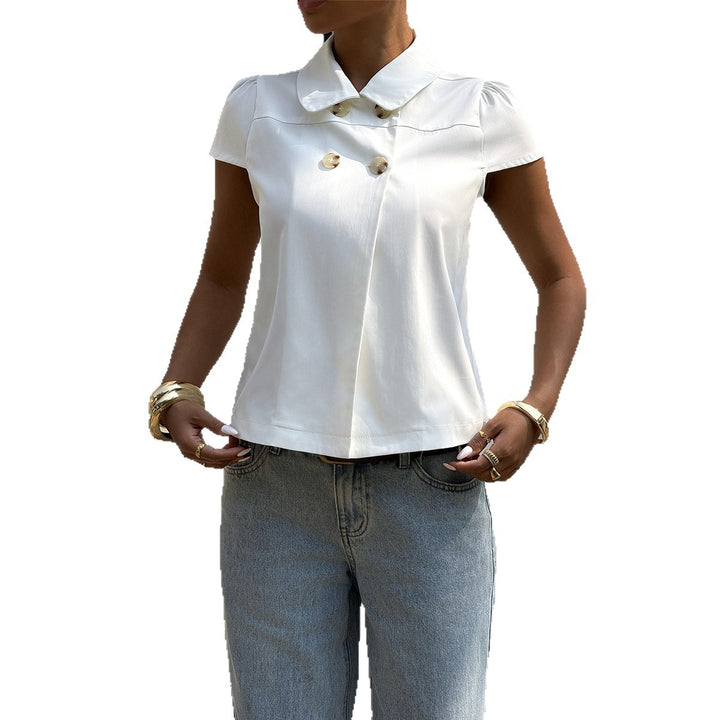 Damen elegante Bluse mit schicken Knopfdetails und Kragen Echo Archiv