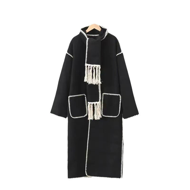 Damen Elegante und stilvolle lange Wollmantel Echo Archiv