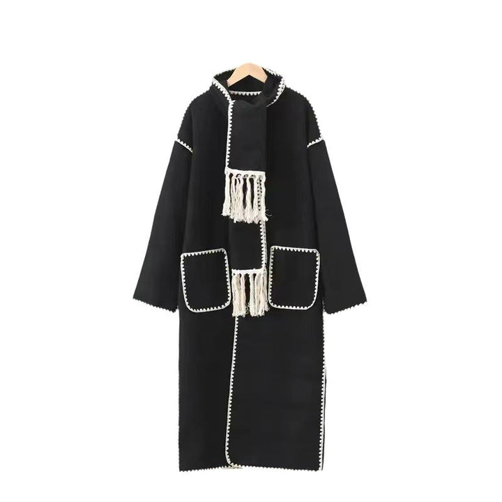 Damen Elegante und stilvolle lange Wollmantel Echo Archiv