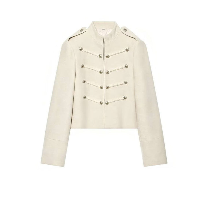 Damen kurze militärische Jacke mit Stehkragen, Zierkordeln und Zierknöpfen Echoarchiv