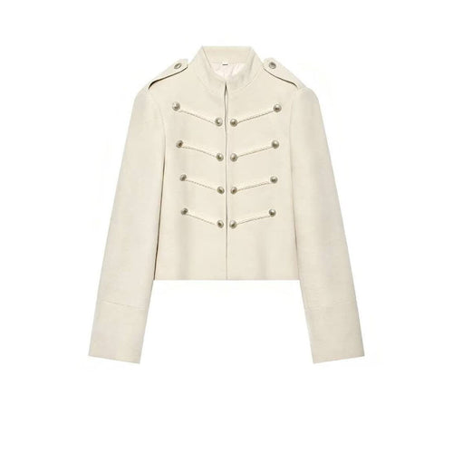 Damen kurze militärische Jacke mit Stehkragen, Zierkordeln und Zierknöpfen Echoarchiv