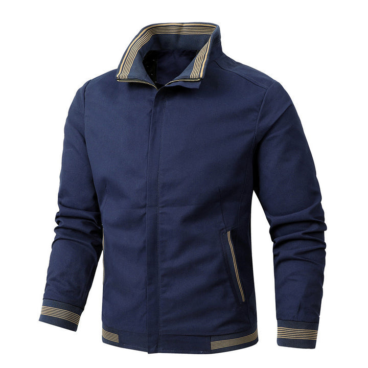 Herren nan sportlich-urbane Harrington-Jacke mit gestreiftem Stehkragen und verdeckter Druckknopfleiste Echo Archiv