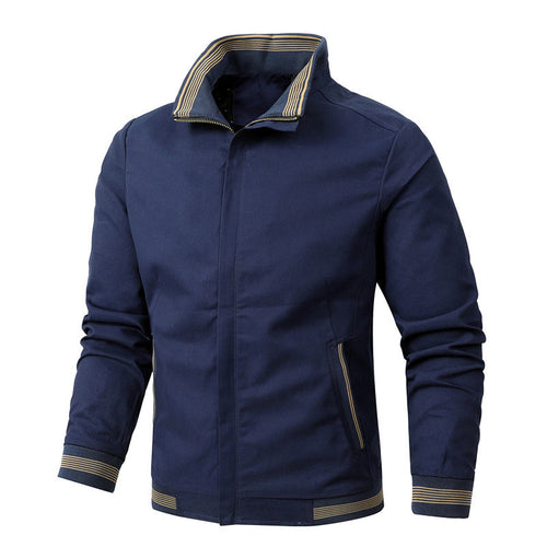 Herren nan sportlich-urbane Harrington-Jacke mit gestreiftem Stehkragen und verdeckter Druckknopfleiste Echo Archiv