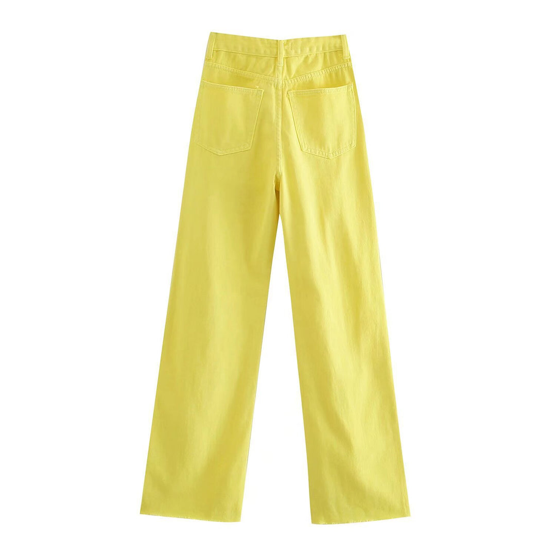 Damen Hochtaillierte weit geschnittene Jeans mit weitem Bein, hoher Taille und rohem Saum Echo Archiv