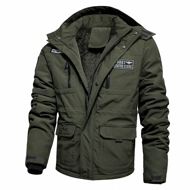Herren Thermo-Outdoorparka mit Kunstfellkapuze, gesteppter Innenfütterung und multifunktionalen Taschen Echoarchiv