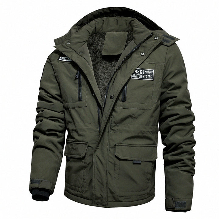 Herren Thermo-Outdoorparka mit Kunstfellkapuze, gesteppter Innenfütterung und multifunktionalen Taschen Echoarchiv