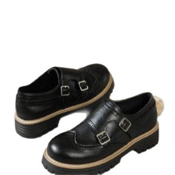 Damen Brogue-Monk-Slipper mit doppeltem Schnallenverschluss, gesteppter Kante und grober Profilsohle Echo Archiv