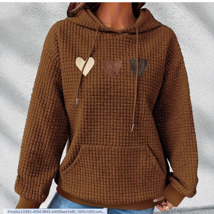 Damen Gemütlicher Kapuzenpullover mit Herzmotiv Echoarchiv