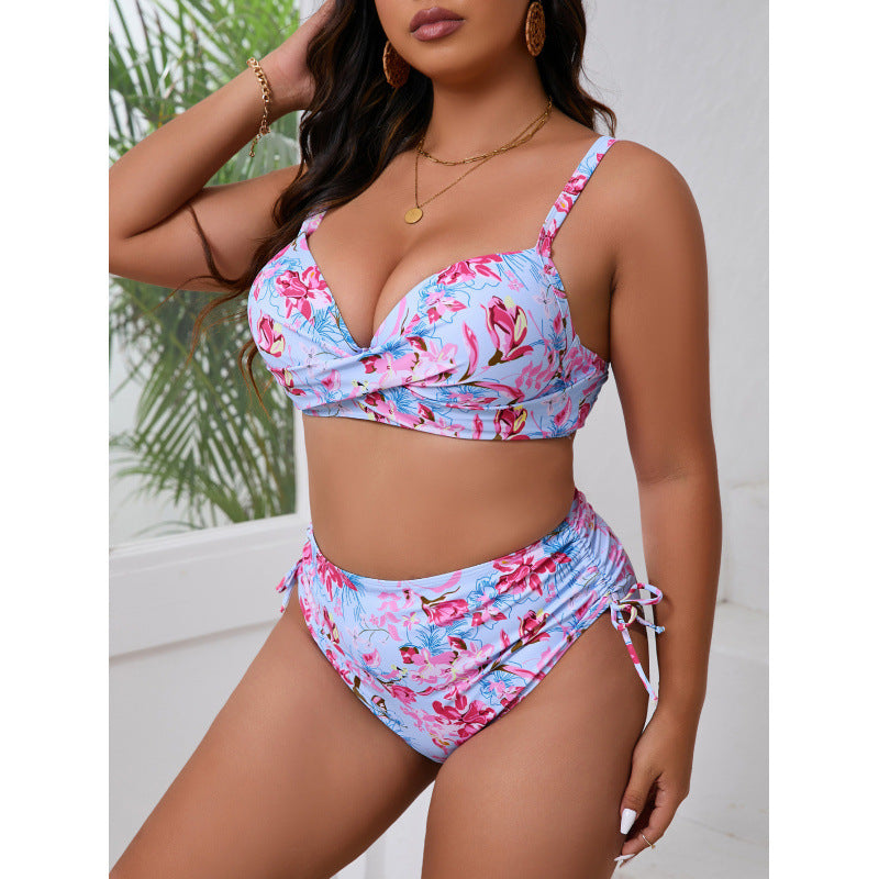 Damen Triangel-Bikini mit floralem Wickeldesign und verstellbaren Trägern Echo Archiv