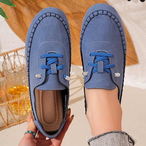 Damen nan atmungsaktive Mokassin-Slipper aus Mikrofaser mit elastischer Schnürung und rutschfester Gummisohle Echo Archiv