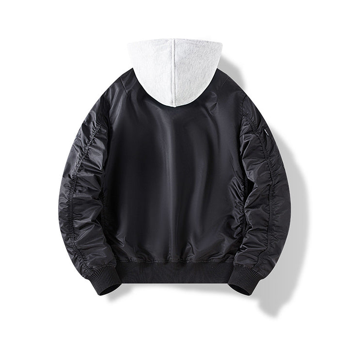 Herren Nylon‑Bomberjacke mit integrierter Sweatkapuze und Ärmel‑Utility‑Tasche Echo Archiv