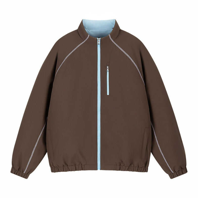 Unisex Leichte Übergangsjacke mit Raglanärmeln, durchgehendem Reißverschluss, Brusttasche und elastischem Saum Echoarchiv