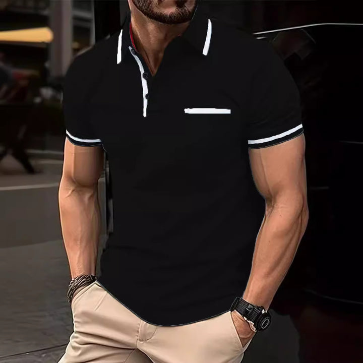 Herren modisches Kurzarm-Polohemd mit kontrastierenden Details Echoarchiv