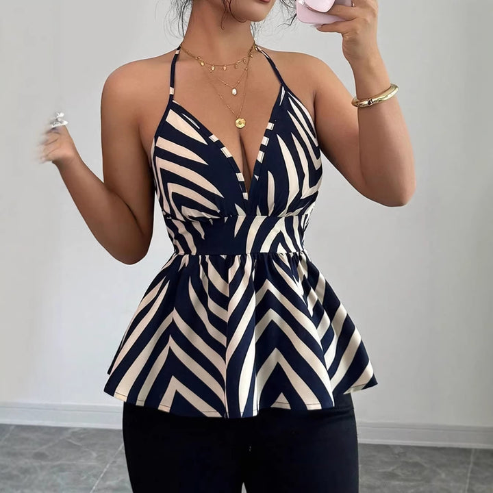 Damen Peplum-Top mit dekorativem V-Ausschnitt Echo Archiv
