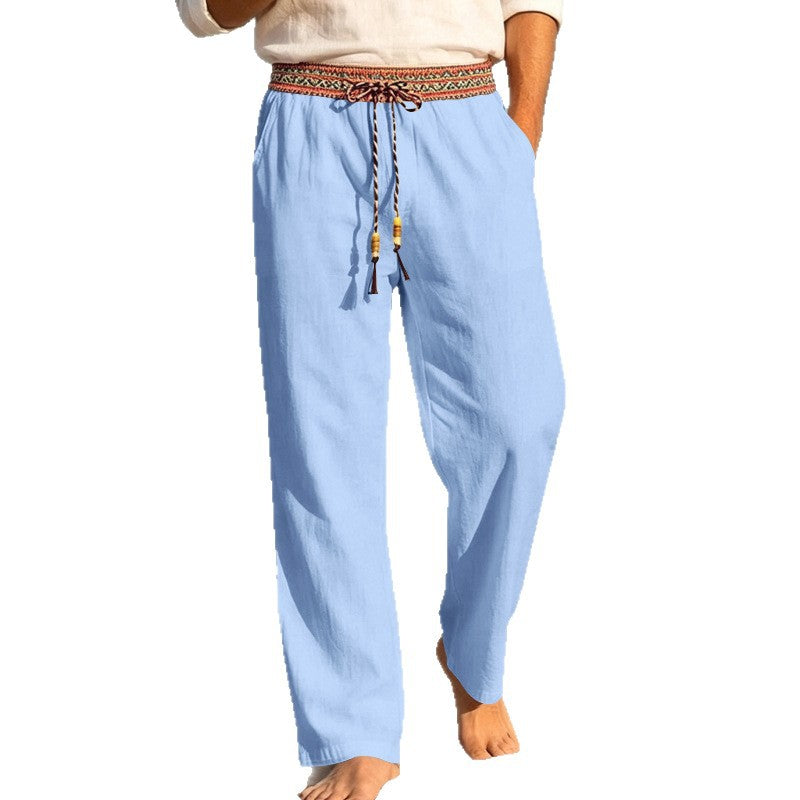 Herren nan sommerliche Relaxhose mit gewebtem Zierbund und geradem Bein Echo Archiv