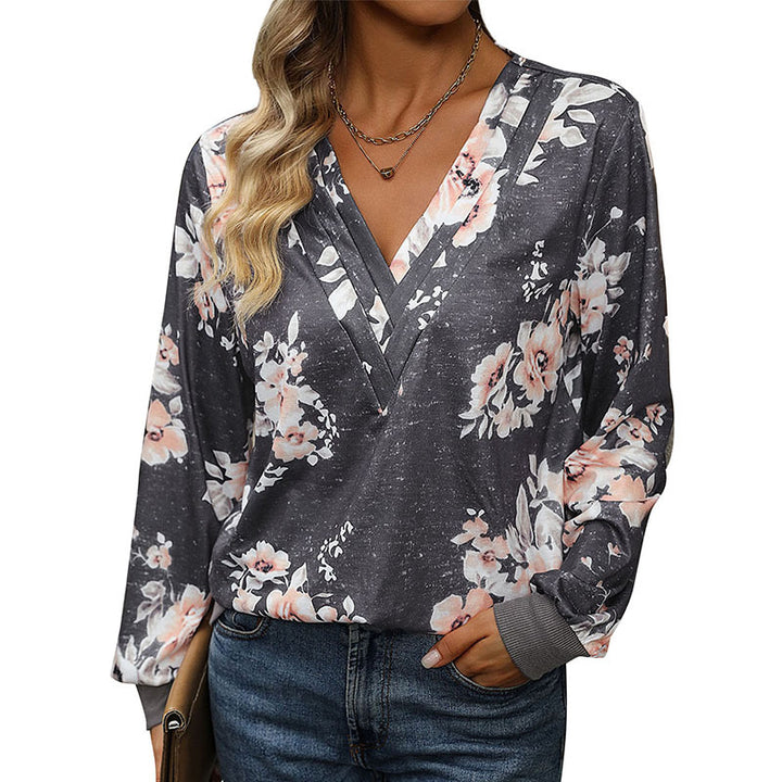 Damen Blütenmuster Pullover mit V-Ausschnitt Echo Archiv
