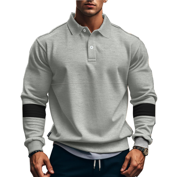 Herren lässiger Poloshirt mit strukturierten Ärmeln Echoarchiv