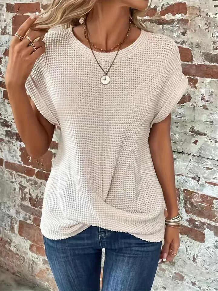 Damen lässiges Waffelpullover mit weichem Stoff und eleganten Ärmeln Echo Archiv