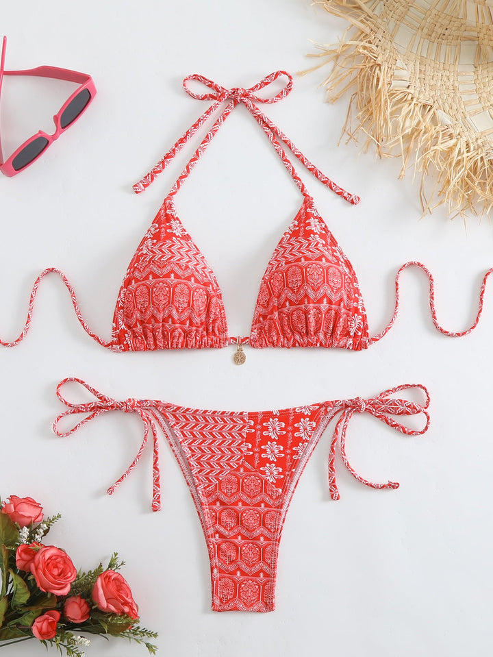 Damen Triangel-Bikini-Set mit verspieltem Blumenmuster Echoarchiv