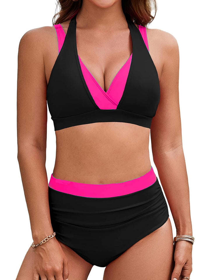 Damen Sportliches Hochbund-Bikini-Set mit asymmetrischem Schnitt Echo Archiv